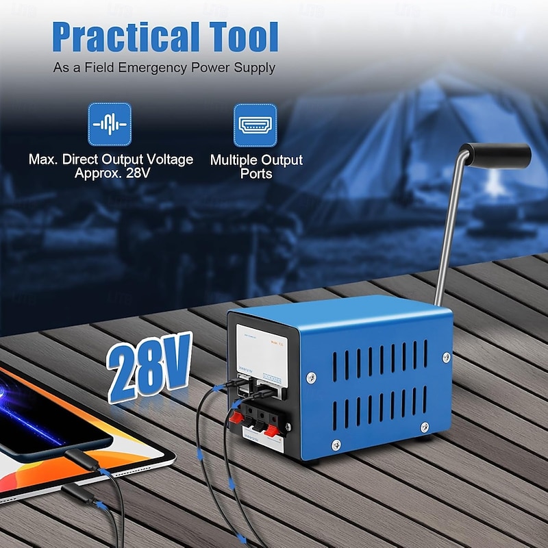 Thermall Hand Crank Generator - Heavy-Duty Portable Power Bank with USB Charger, Manual Crank, No Battery Needed, Compact & Lightweight (Under 1lb) for Camping, Emergencies, Off-Grid - Ideal Survival,2