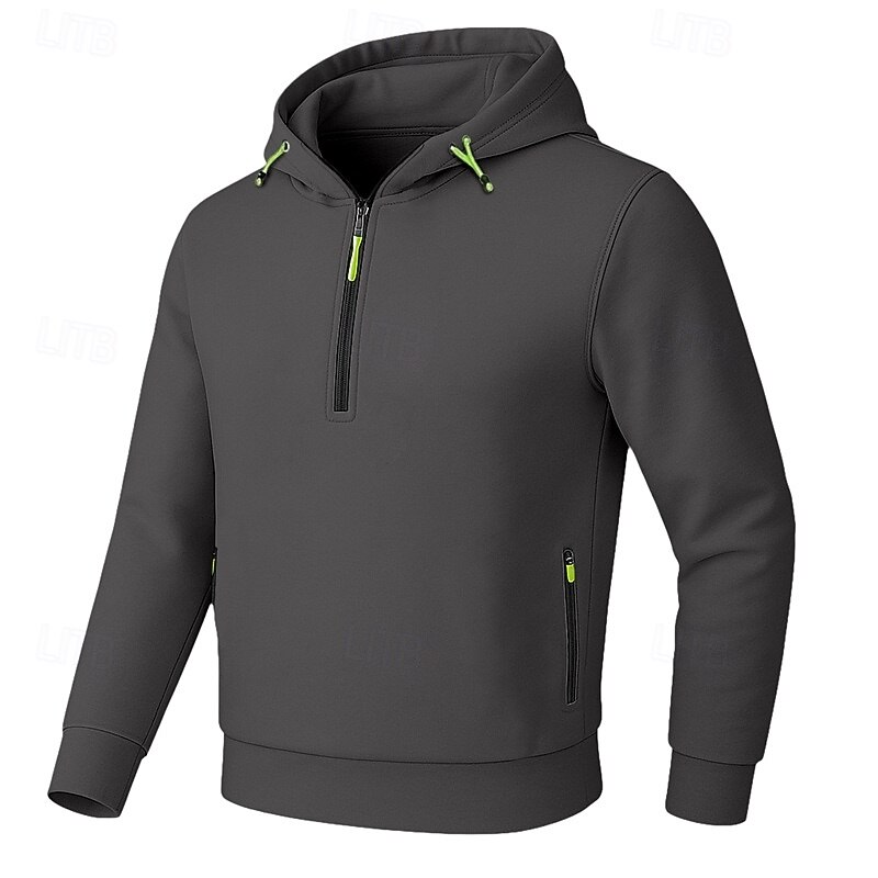 Men's Hoodie Quarter Zip Hoodie Tactical Hoodie Black White Navy Blue Khaki Light Grey Hooded Plain Zipper Sports & Outdoor Casual Daily Streetwear Cool Sportswear Spring &  Fall Clothing Apparel4