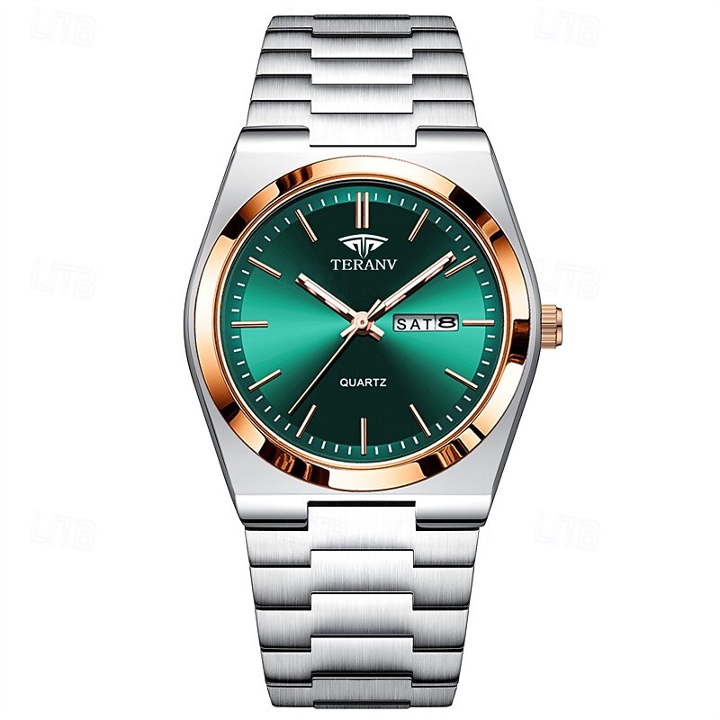 An Original Business-Style Alloy Strap Fashionable Men'S Watch With Ipx7 Water Resistance Luminous Date And Day Display Quartz Sports Wristwatch Box2