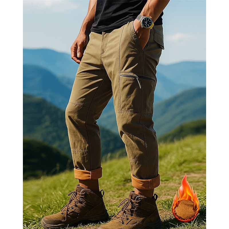 Men's Cargo Pants Hiking Pants Trousers Waterproof Hiking Pants Hiking Trousers Winter Outdoor Regular Fit Thermal Warm Waterproof Windproof Pants / Trousers Pocket Dark Grey Black Camping / Hiking