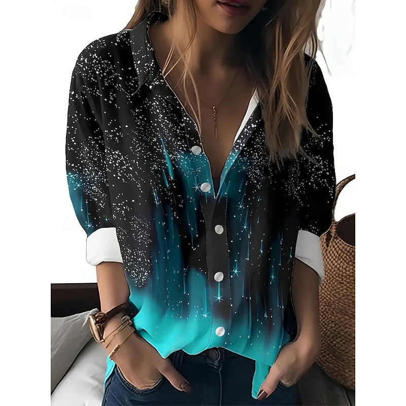 Women's Shirt Floral Graphic Abstract Vintage Tropical Stylish Long Sleeve Shirt Collar Regular Tops Work Daily Buttons Print Green Spring Fall Winter Spring, Fall, Winter, Summer2