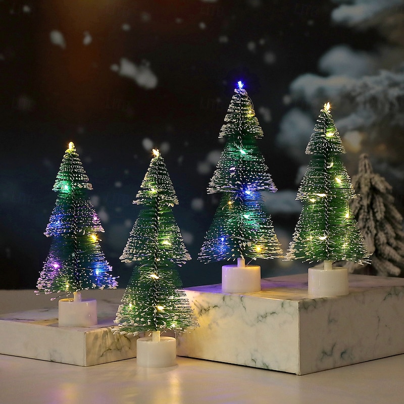 1 Pc 20 * 8CM Christmas LED Mini Christmas Tree Desktop Decorative Ornament Light AG10 * 3 Battery