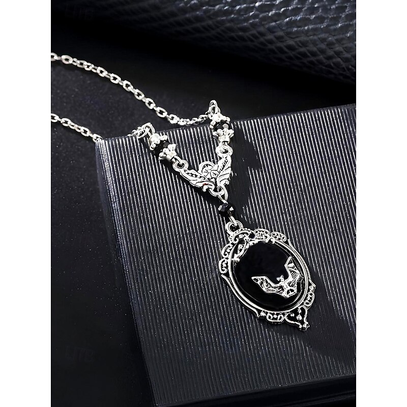 Women's Halloween Gothic Jewelry Set with Bat Necklace, Earrings and Ring – Vintage Punk Style Costume Accessories for Parties and Cosplay4