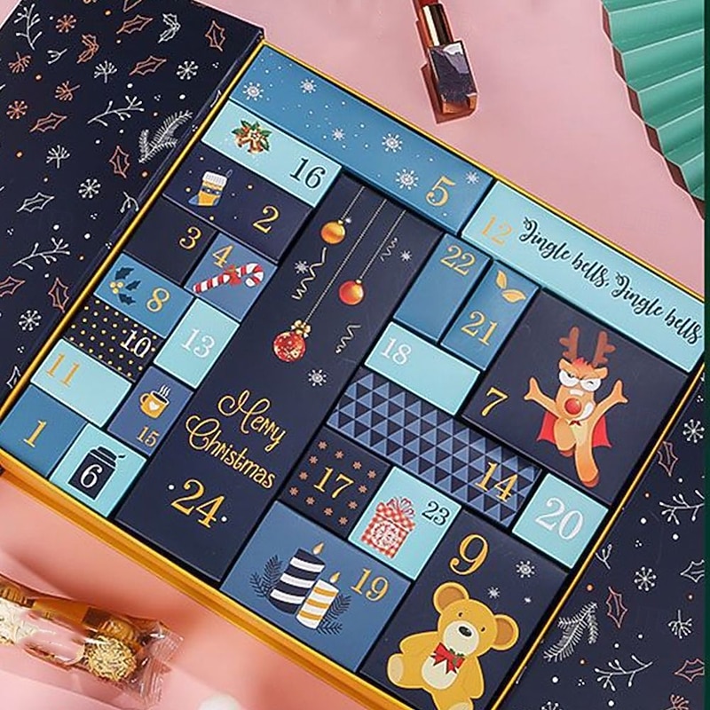 24 Grids Empty Christmas Advent Calendar Boxes DIY Refillable Christmas Blind Box 24 Days Advent Countdown Gifts Boxes Kraft Paper Candy Box New Year Decorations3