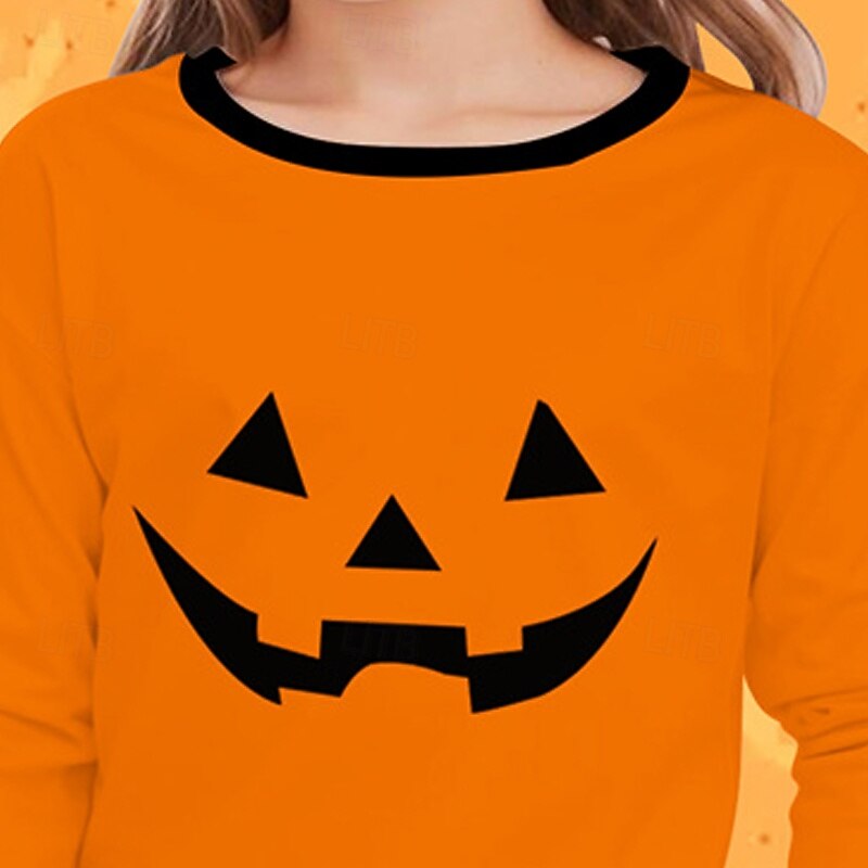 Halloween Girls' 3D Cartoon T shirt Tee Long Sleeve Spring Fall Fashion Basic Kids 4-12 Years Crew Neck Outdoor Casual Daily Regular Fit2