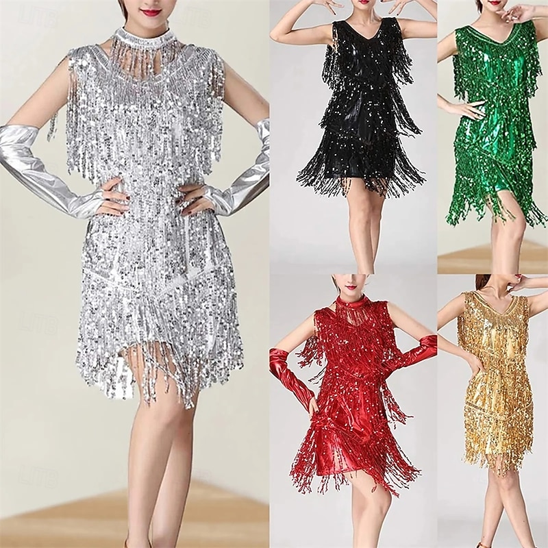Women Modern Ballroom Latin Dance Dress Tassel Fringe Salsa Tango Dance Costume Sexy Five Colors Performance Stage Wear 250530