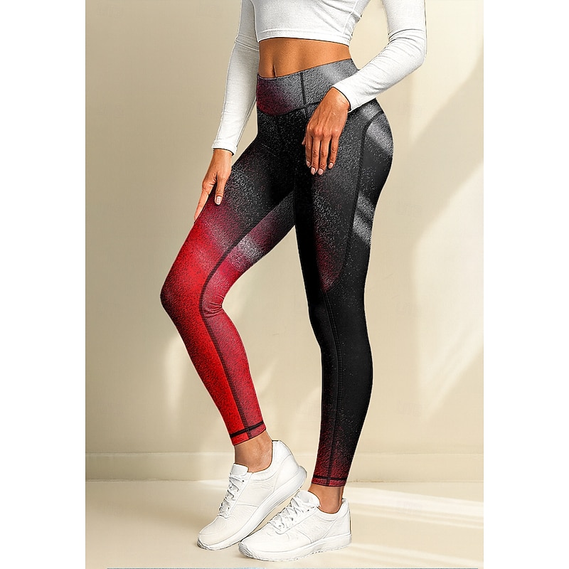 Christmas Women's pilates leggings fitness pants Gym Leggings Pockets Stamp Duty Side Pockets Sun Protection High Waist Pilates Gym Gym Workout Pants Tights Leggings Color Gradient Red Fall Sports2