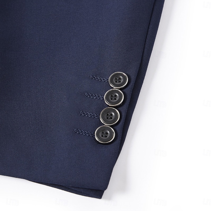 Men's Wedding Party Business Suits Notch Lapel Black Burgundy Daily Formal Solid Colored Slim Fit 3 Piece Single Breasted Two-buttons3