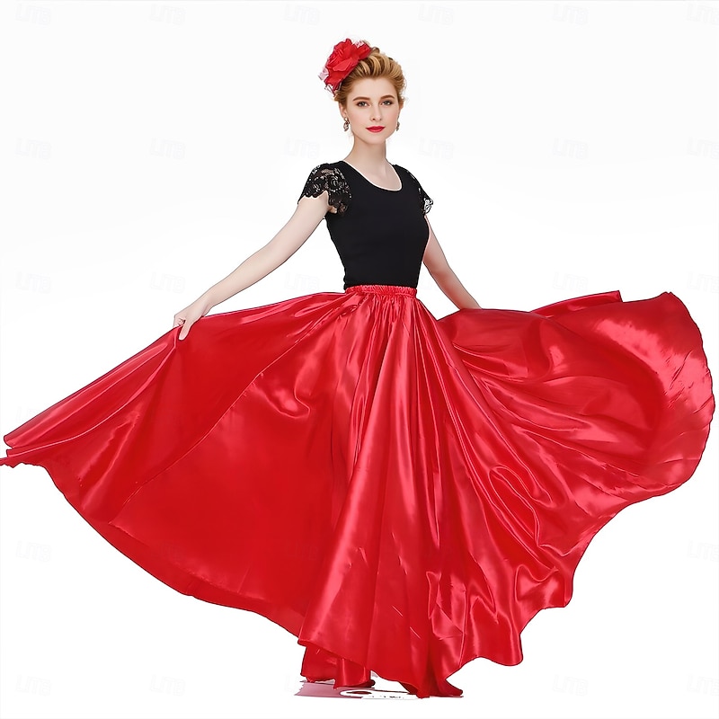 Latin Dance Skirts Gore Women's Performance Natural Matte Satin