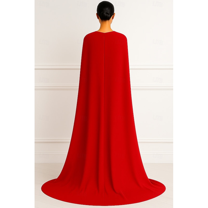 Mermaid / Trumpet Sheath / Column Evening Gown Elegant Formal Dress Formal Wedding Floor Length Sleeveless High Neck Capes Stretch Crepe with Shawl 20252