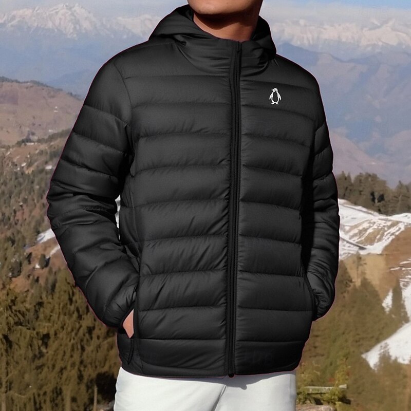 Men's Print Penguin Winter Coat Down Jacket Puffer Jacket Thermal Warm Rain Waterproof Lightweight Casual Outdoor Daily Padded Quilted Hooded Jacket Fall Winter Hooded Long Sleeve Black Red Royal Blue4