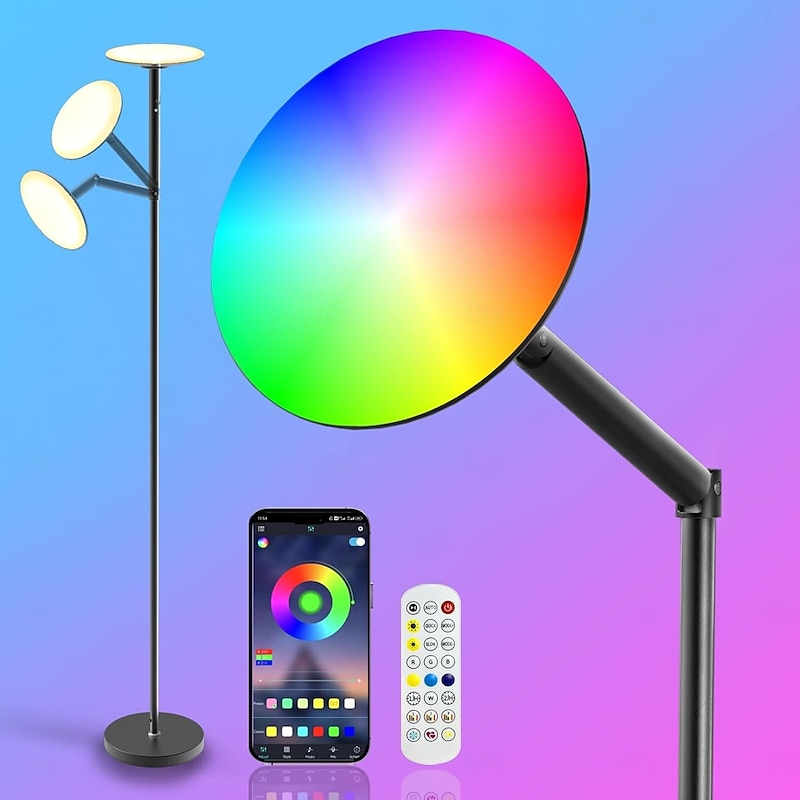 Floor Lamp for Bedroom, Super Bright Floor Lamps APP & Remote Control, Music Sync Tall Standing Lamp for Living Room Office Game Room