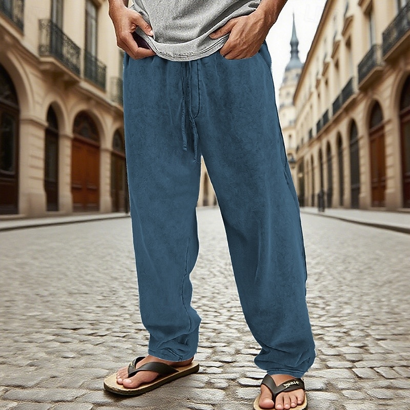 Men's Sweatpants Trousers Drawstring Pocket Elastic Waist Plain Comfort Sports Outdoor Daily Fashion Casual Black Navy Blue Micro-elastic2