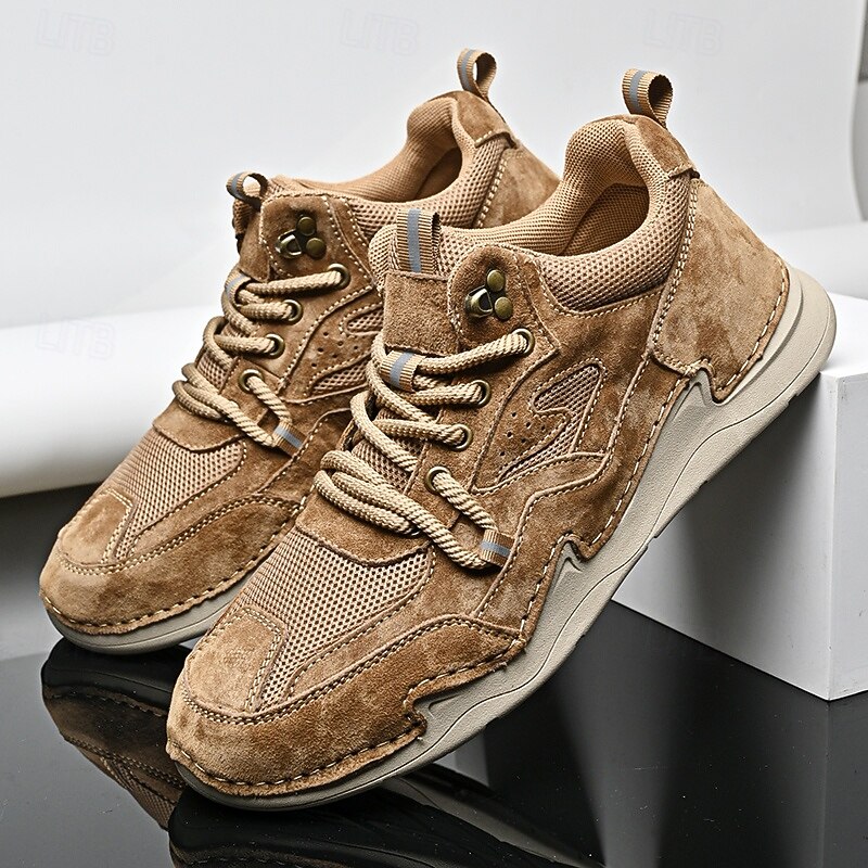 Men's Light Brown Suede Sneakers with Stylish Accent and Breathable Material, Ideal for Active Lifestyles, Walking and Casual Gatherings2