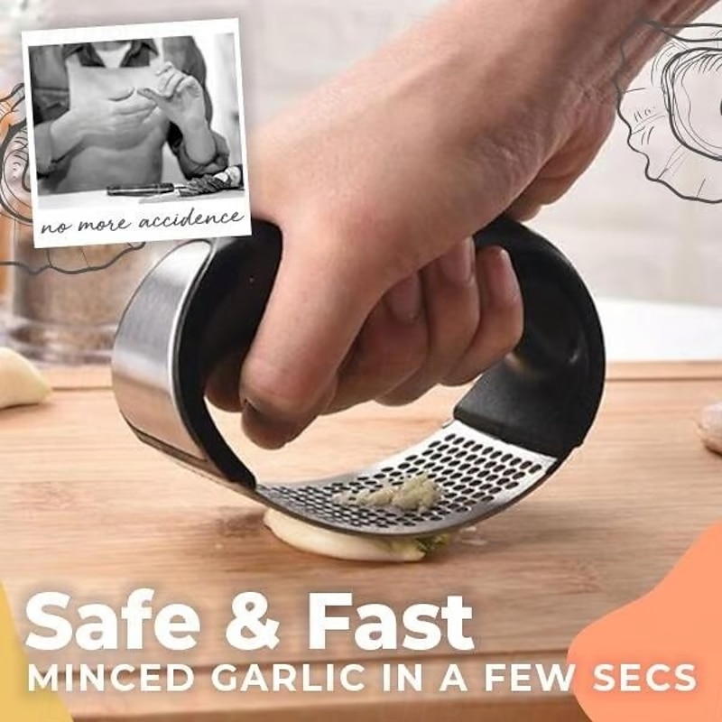 3 Pack Stainless Steel Garlic Press Rocker Manual Garlic Crusher & Mincer, Handheld Garlic Presser with Ergonomic Design for Easy Garlic Paste4