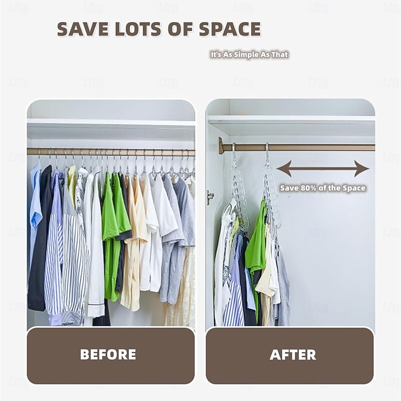 3pcs Space Saving Clothes Hangers 9 Slots Wardrobe Clothing Cascading Hanger Closet Storage Hanger Folding Wardrobe Clothes Hanger Organizer Multifunctional Closet Organizer for Home and Dormitory4