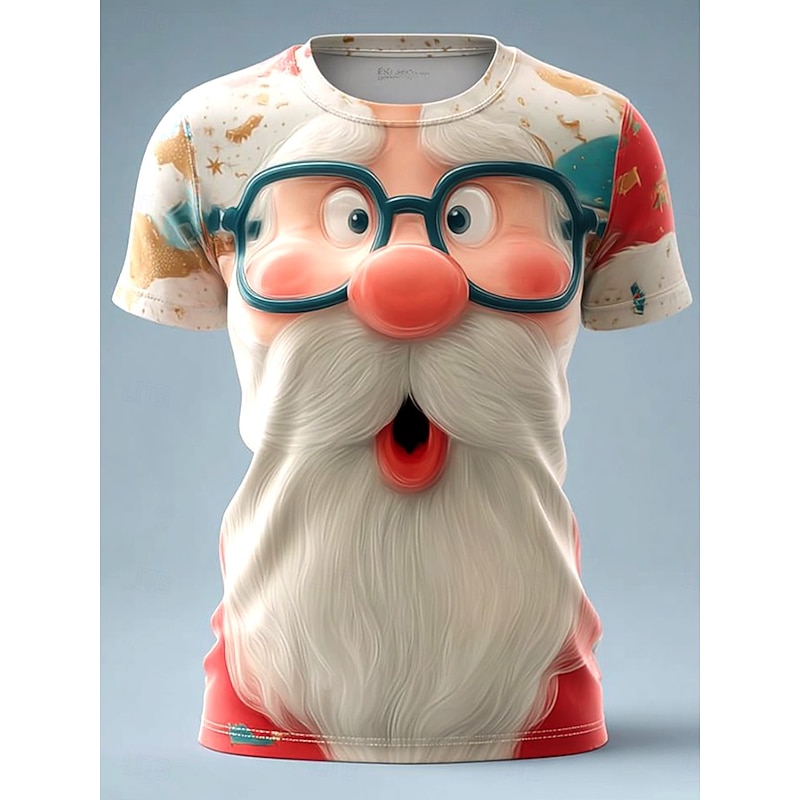 Christmas Women's T Shirt Graphic Santa Claus Vintage Stylish Classic Short Sleeve Crew Neck Round Neck Regular Tops Daily Print Red Sky Blue off-white Fall Winter3