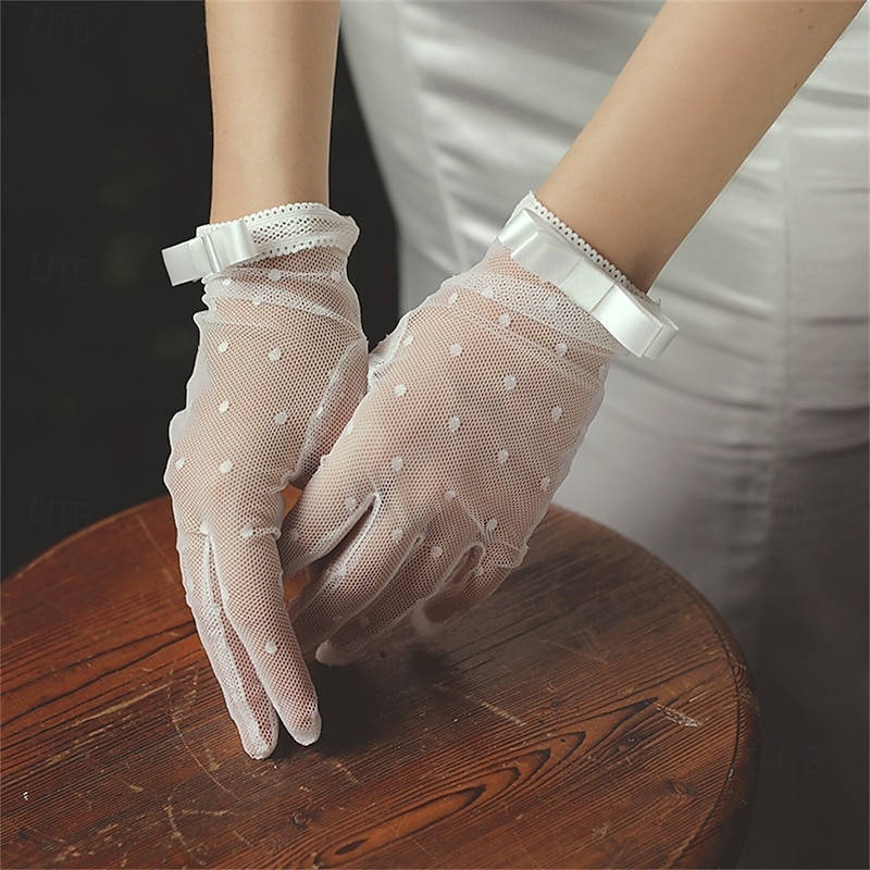 Lace Wrist Length Glove Elegant / Stylish / Simple With Pure Color Wedding / Party Glove4