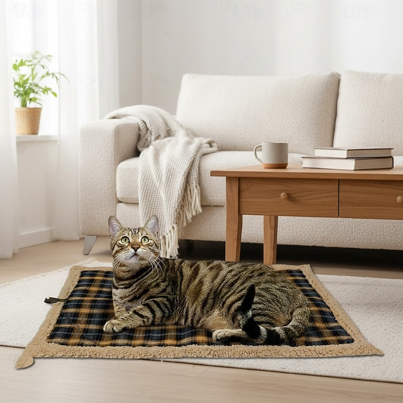 Large Warm Pet Sleeping Mat with Sherpa Fleece, Insulated Dog Bed with Aluminum Foil for Heat Retention Pet Friendly