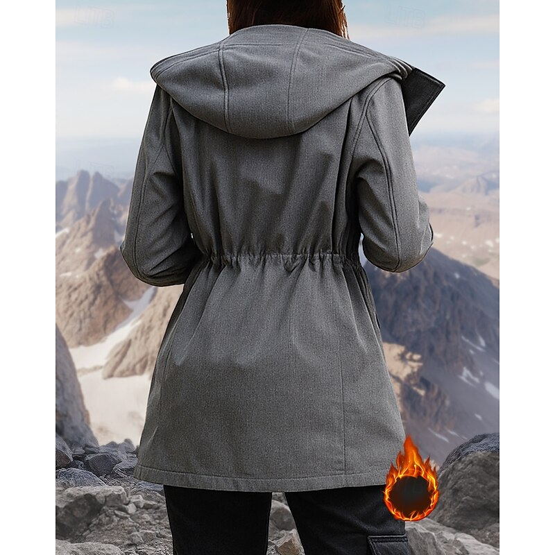 Women's Hoodie Jacket Hiking Jacket Hiking Fleece Jacket Winter Outdoor Thermal Warm Waterproof Windproof Fleece Jackets Hunting Climbing Camping / Hiking / Caving Dark Grey2