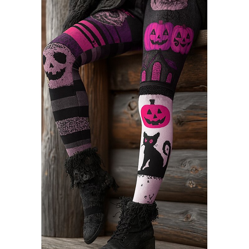 Women's Leggings Vacation Vintage Ethnic Style Ankle-Length High WaistPantsHalloween Graphic Skull Cat 3D Print Quick Dry Breathability Soft Stretchy Outdoor Home Causal Pink Blue Orange Green Fall2
