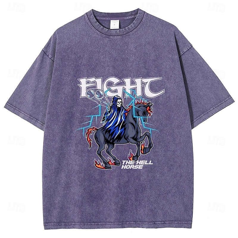 Halloween Men's Skull Ghost T Shirt Cotton Short Sleeve Graphic Shirt Black Pink Navy Blue Comfortable Tee Birthday Daily Fashion Designer Clothing