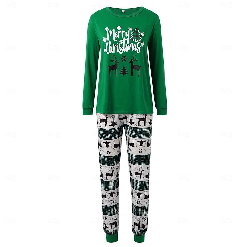 Reindeer Family Christmas Pajamas Nightwear Men's Women's Boys' Girls' Family Matching Outfits Sweet Graphic Pattern Adults Kid's Christmas New Year Christmas Eve Home Wear Top Pants4