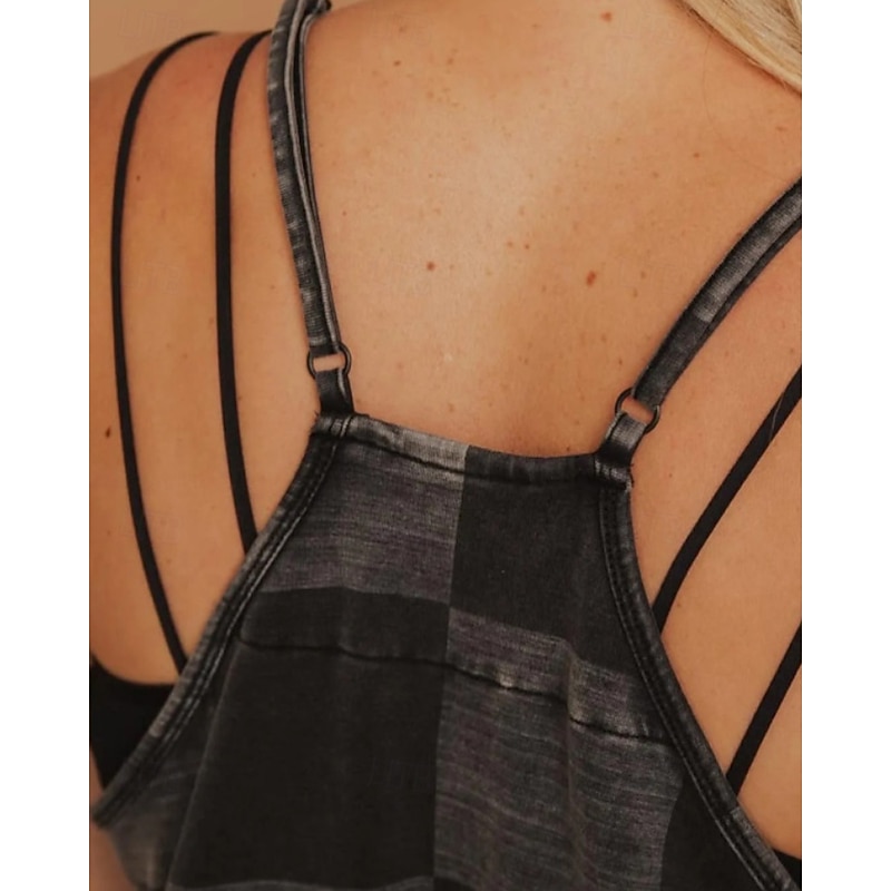 Women's Normal Jumpsuit Streetwear Tie Dye Sleeveless V Neck Pocket Vacation Street Loose Fit Black Blue Purple Fall2