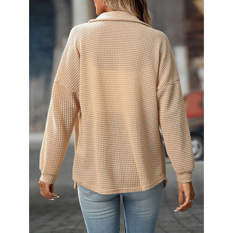 Women's Shirt Jacket Casual Jacket Comfortable Breathable Pocket Buttons Casual Plain Vacation Street Casual Daily Wear Single Breasted Regular Turndown Regular Fit Long Sleeve Outerwear Black3