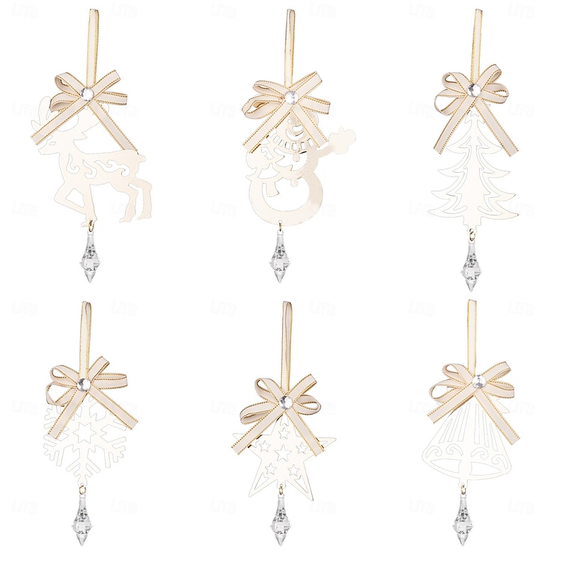 Christmas Metal Hanging Ornaments Creative Iron Art Icicle Decorations with Reindeer, Snowman & Snowflake Designs for Christmas Tree & Holiday Decor4