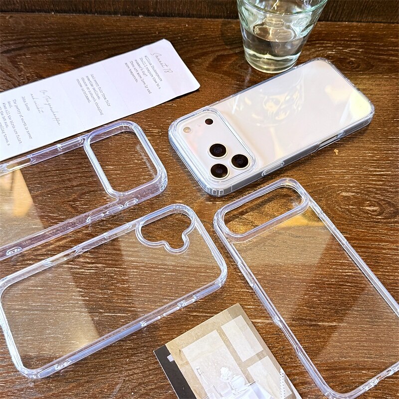 Phone Case For iPhone 17 Pro Max 17 Air 17 16 15 14 Pro Max Plus 13 Pro Max Back Cover Transparent Shockproof Acrylic PC2