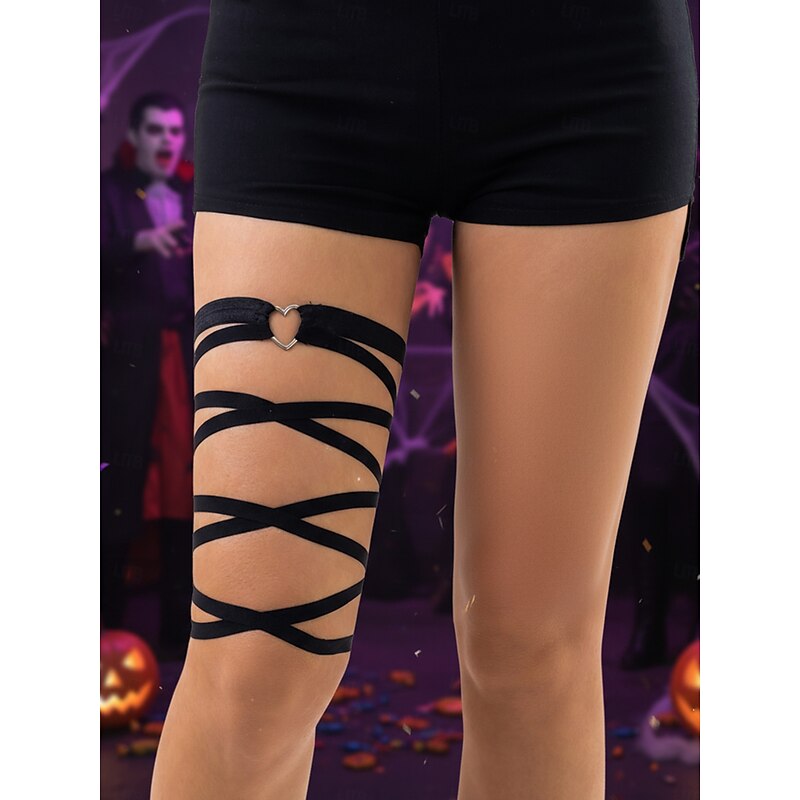 Women's Black Strappy Thigh Harness - Gothic Leg Garter Belt for Halloween Party, Cosplay and Nightclub Outfits2