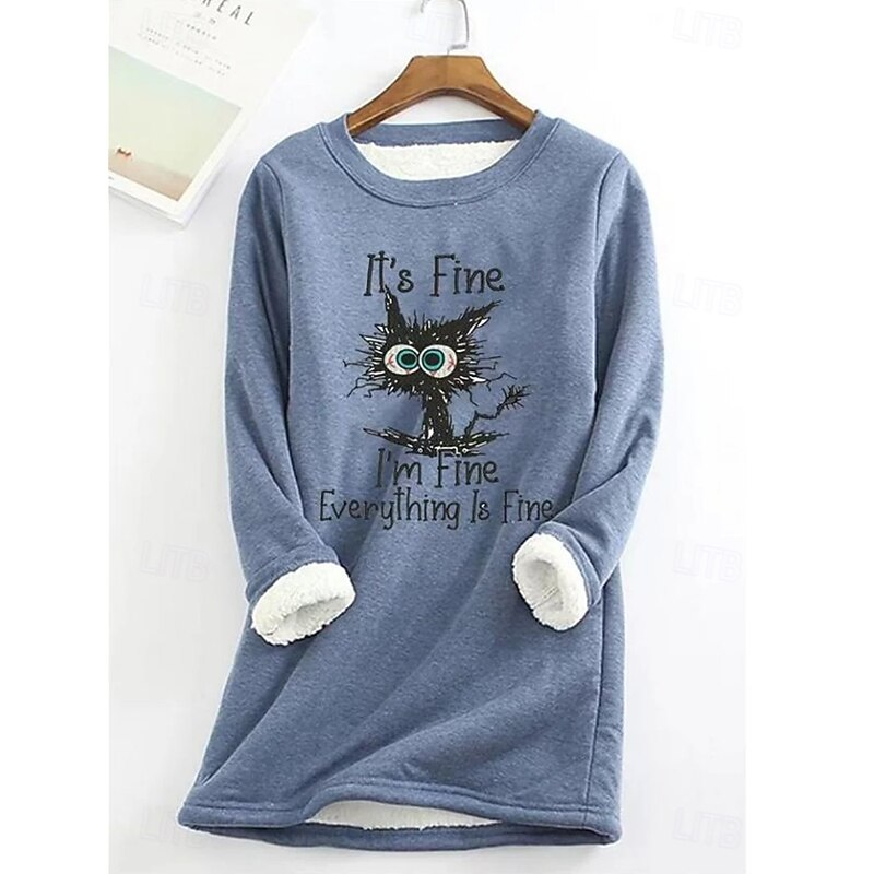 Women's Pullover Sweatshirt Graphic Letter Warm Casual Fuzzy Long Sleeve Crew Neck Round Neck Long Tops Street Casual Light Pink Black Blue Gray Spring Fall Winter