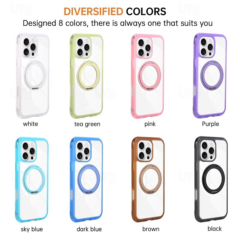 Phone Case For iPhone 17 Pro Max 17 Air 16 15 14 Pro Max Plus 13 Pro Max Back Cover Support Wireless Charging Kickstand Shockproof Retro TPU Acrylic