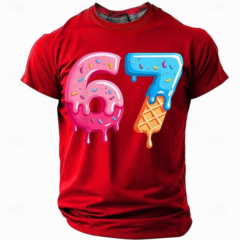 Men's Funny Slang 67 T Shirt Short Sleeve T shirt 3D Print Crew Neck Shirt Fashion Daily Street Daily Black Red Blue Summer Spring Clothing Apparel S M L XL XXL XXXL4