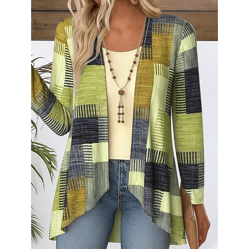 Women's Blouse Casual Long Sleeve Asymmetrical Regular Tops Daily Print Blue Purple Orange Green Summer Fall Winter4