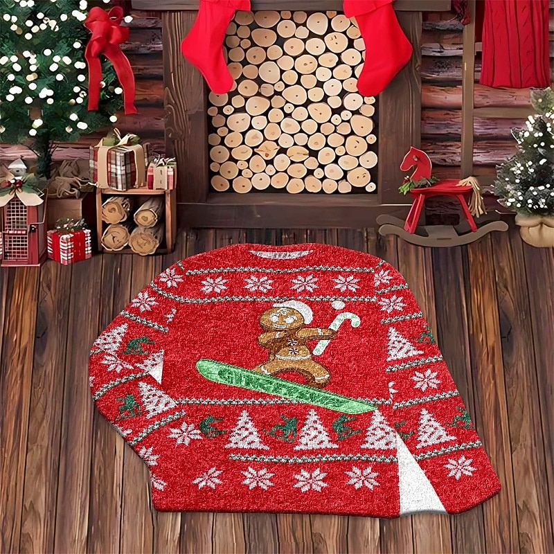 Irregular Knit-Like Christmas Floor Rug, Soft and Dirt-Resistant Bedroom Bedside Mat, Ready Stock Wholesale3
