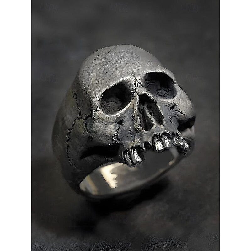 Men's Halloween Skull Ring – Gothic Punk Style Alloy Statement Jewelry for Parties, Concerts and Cosplay3