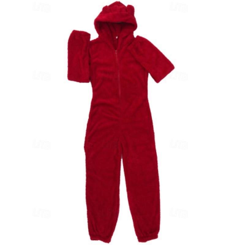 Women's Normal Jumpsuit Streetwear Solid Color Long Sleeve Hooded Zipper Vacation Daily Loose Fit Black Wine Red Fall3