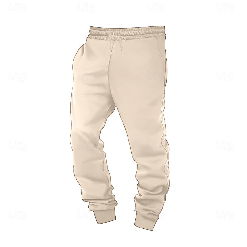 Men's Sweatpants Joggers Fleece Pants Trousers Casual Pants Drawstring Elastic Waist Plain Warm Full Length Outdoor Home Daily Fashion Classic Style Black White Inelastic4