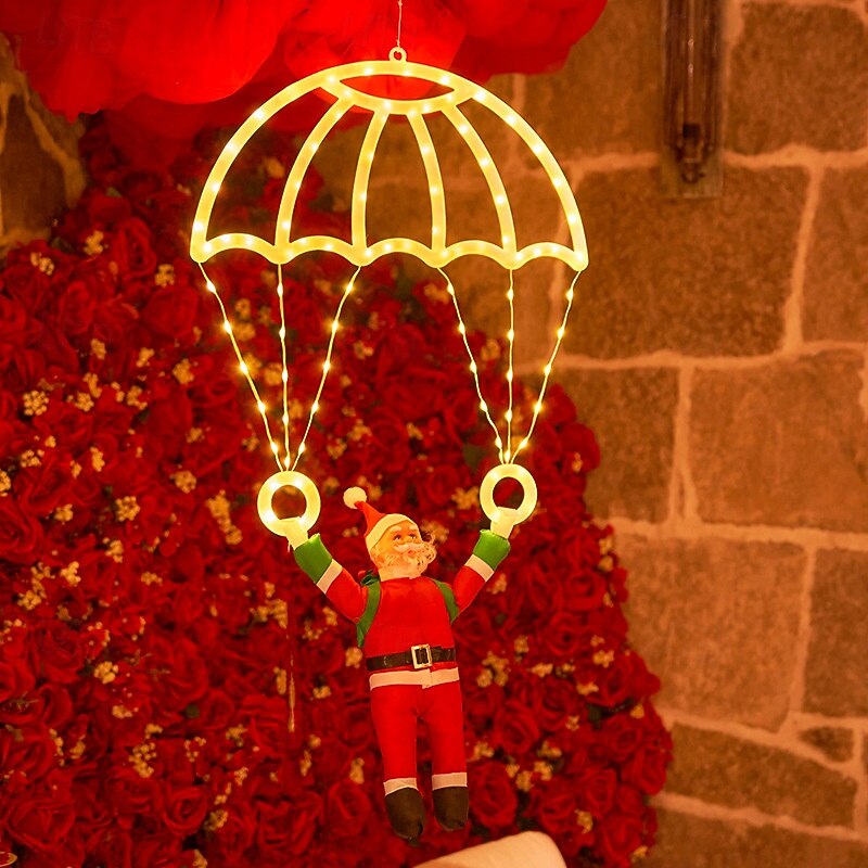 1 Pc 70 * 40CM Christmas Santa Claus Doll LED Luminous Parachute Decorative Light Indoor and Outdoor Party Decorative Light USB Powered Remote Control4