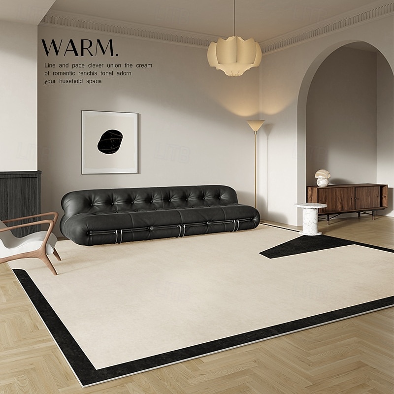 Cream Style Area Rug, Cozy Living Room Carpet, Soft Bedroom Bedside Rug, Large Floor Mat for Sofa & Coffee Table, Full Coverage Apartment Decoration2