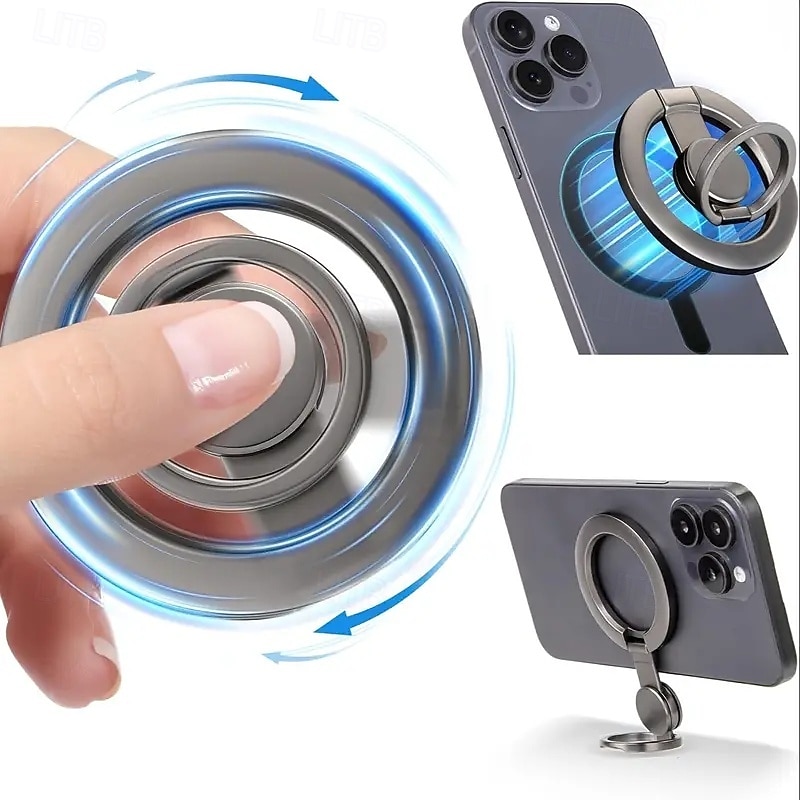 Magnetic Phone Grip Gyroscope Phone Ring Holder Grip Handheld Phone Finger Support Stand Suitable for Desktop Phone Stand
