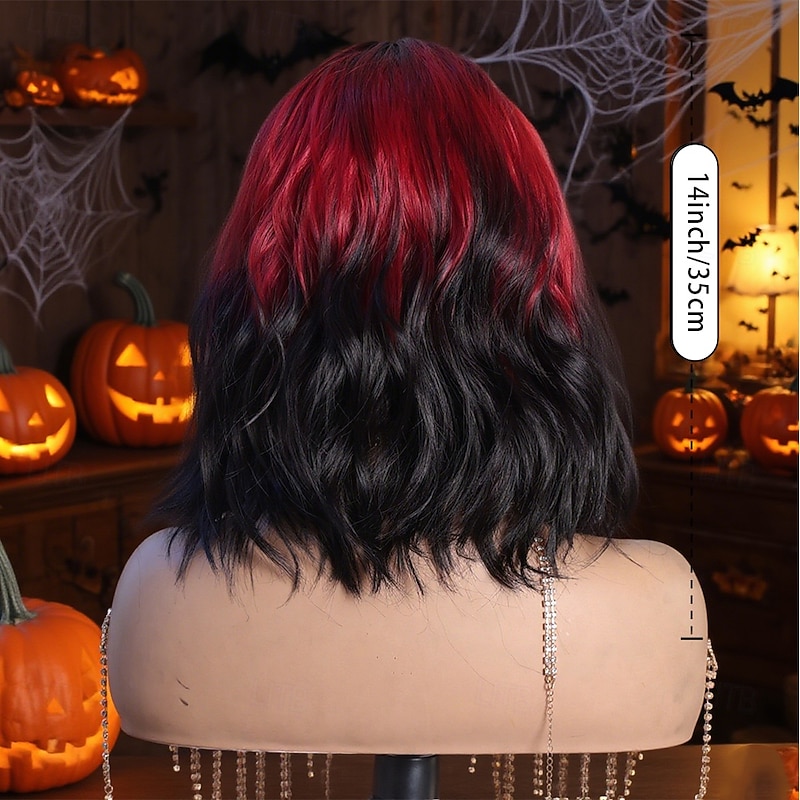 Synthetic Lace Wig Body Wave Style 14 inch Multi-color Middle Part U Part Wig Women's Wig Black / Red4