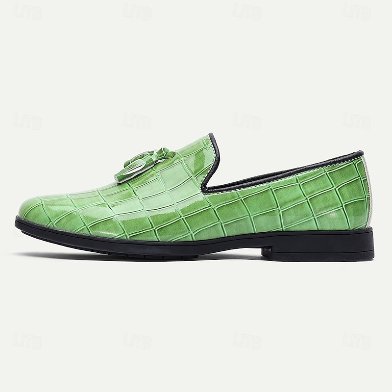 Men's Green  Faux Leather Loafers – Stylish Slip-On Design with High-Quality Crocodile Print, Ideal for Smart-Casual Occasions, Dinner Parties and Weekend Outings3