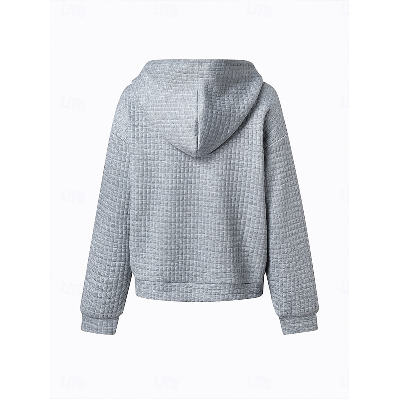 Women's Zip Up Hoodies Zip Up Sweatshirts Plain Fashion Casual Long Sleeve Hooded Regular Tops Street Dailywear Casual Zipper Light Pink White Brown Light Grey Fall Winter3