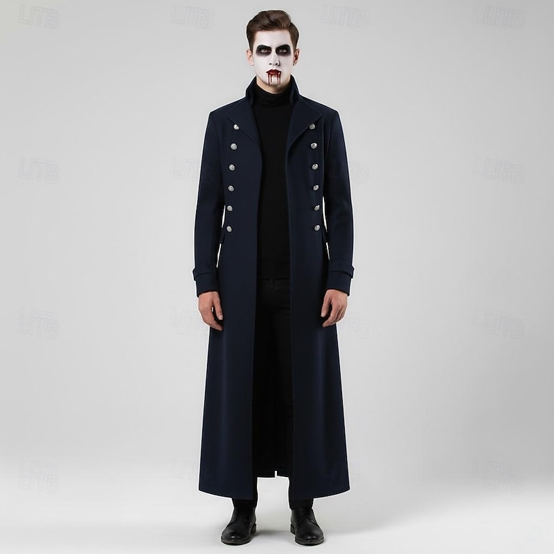 Retro Vintage Punk & Gothic Medieval Coat Trench Coat Vampire Fancy Dress Men's Halloween Carnival Party Casual Daily Ren Faire Adults' Coat4