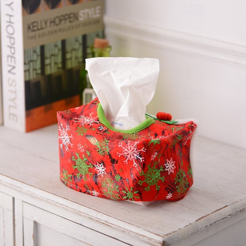 Christmas Decorative Tissue Case Festive Tabletop Paper Holder Holiday Party Decoration Christmas Theme Home Decor Accessories Cute Desk Ornament For Living Room Dining Room Celebration2