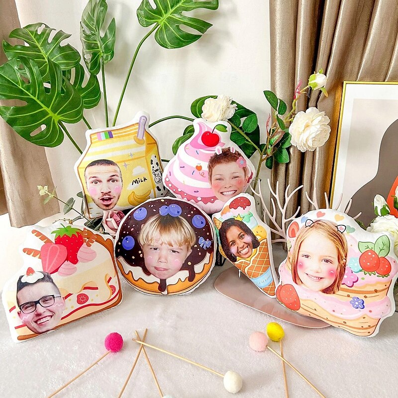Personalized Customized Face Donut Pillow Ice Cream Doll Creative Photo Cake Cushion Funny Birthday Gifts Unique Photo Pillow Custom Christmas Gifts2