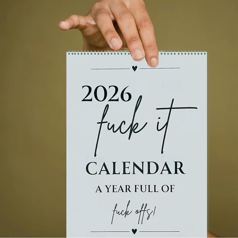 F*ck It 2026 Spiral Bound Wall Calender Funny Bold Font Hand Drawn Graffiti Style Monthly Planner Hanging Calendar Home Office Decorative Humorous Schedule Organizer2